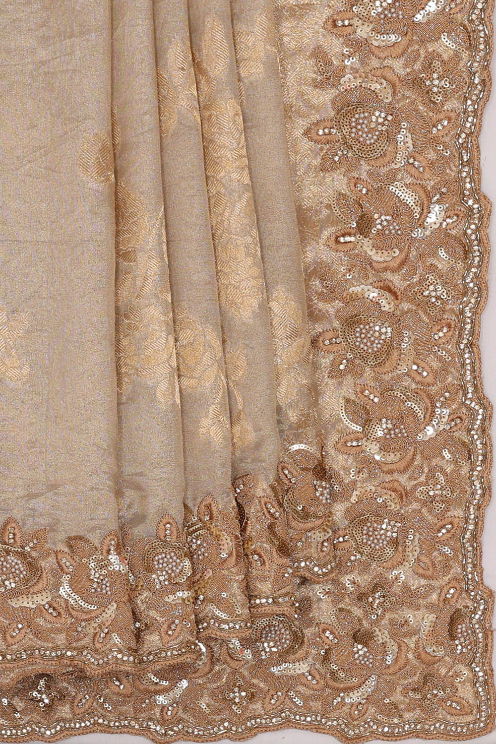 Image of Banarasi Tissue Organza Silver Saree